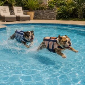 stripe english bulldog life jacket