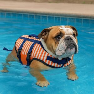 stripe english bulldog life jacket