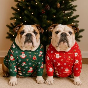 english bulldog christmas hoodies