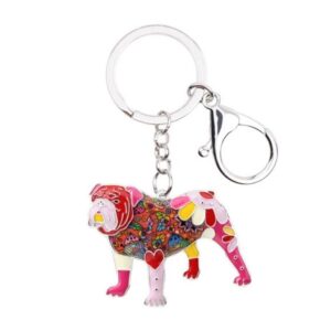 colorful english bulldog keychain