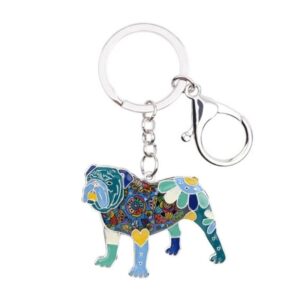 colorful english bulldog keychain