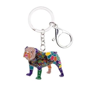 colorful english bulldog keychain