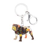 colorful english bulldog keychain