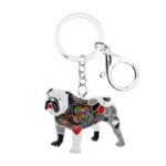 colorful english bulldog keychain