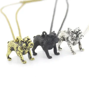 retro english bulldog necklace