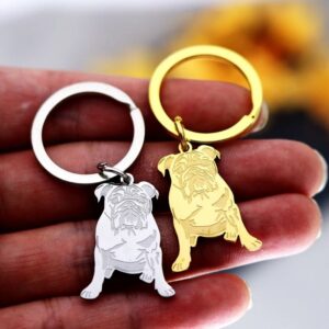stainless steel bulldog keychain