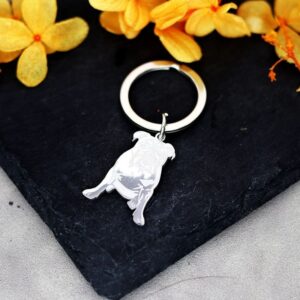 stainless steel bulldog keychain