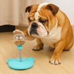 english bulldog feeding stick