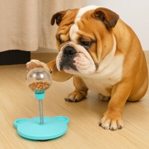 english bulldog feeding stick