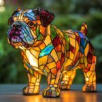 lumibulldog stained glass lamp