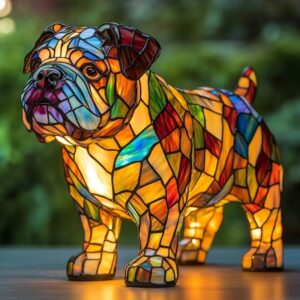lumibulldog stained glass lamp