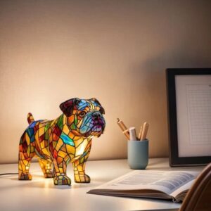 lumibulldog stained glass lamp